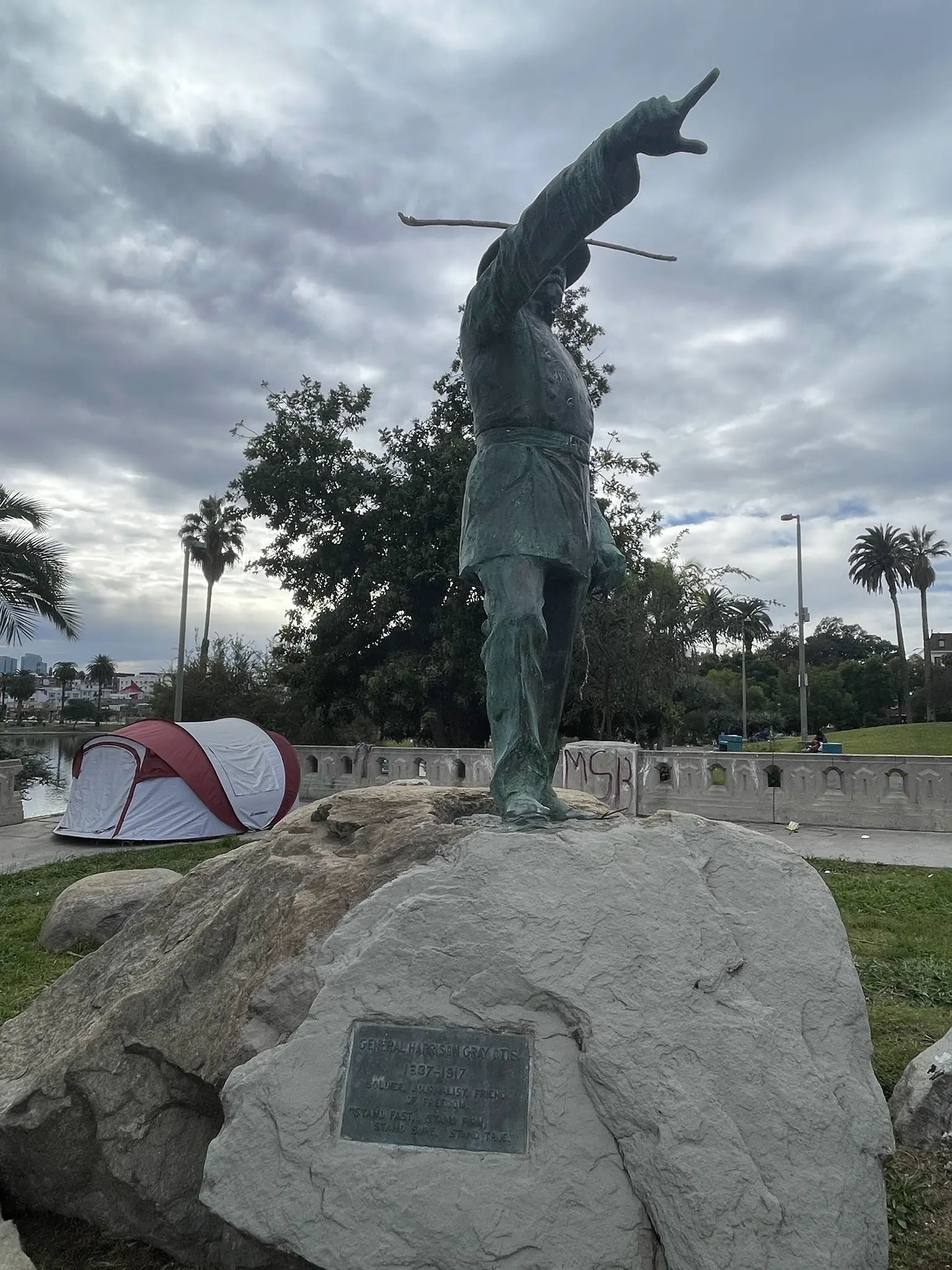 I&rsquo;ve run/walked/seen this statue dozens of times and I would have put down money that this was a monument to the namesake of MacArthur Park (it&rsquo;s not &ndash; this is Harrison Gray Otis, soldier and journalist known for coining the phrase, &lsquo;You&rsquo;re either with me, or against me.&rsquo;).